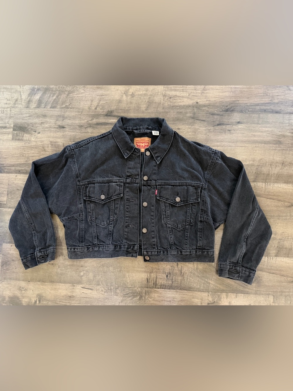 Levi's Loose Cropped Black Jean Trucker Jacket